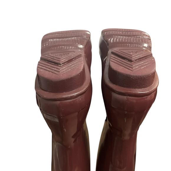 Hunter Burgundy Tall Gloss Rain Boots Size 6 - Picture 7 of 9
